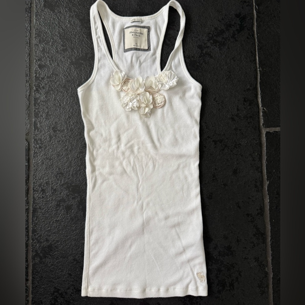 Abercrombie & Fitch White Floral Tank Top